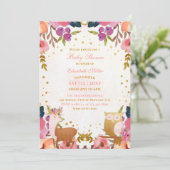 Hübsch verzauberte Forest Animal Baby Girl Dusche Einladung (Stehend Vorderseite)