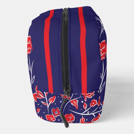 Hübsch Vibranly Red Blue Floral Personalisiert Waschbeutel (Rechts)