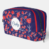 Hübsch Vibranly Red Blue Floral Personalisiert Waschbeutel (Rechte Ecke)