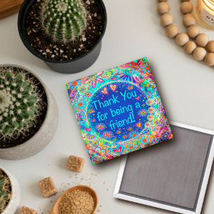 Hübsch Vielen Dank Freunde Inspirivity Blue Floral Magnet