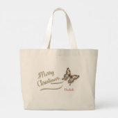 Hübsch Vintag frohe Weihnachten Golden Butterfly Jumbo Stoffbeutel (Rückseite)