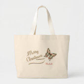 Hübsch Vintag frohe Weihnachten Golden Butterfly Jumbo Stoffbeutel (Vorne)