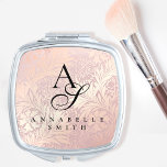 Hübsch Vintag rosa Botanisches Personalisiert Taschenspiegel<br><div class="desc">Fügen Sie Ihren Hochzeitsfeiergeschenken eine Touch Eleganz mit unserem Hübschen Vintagen rosa Botanischen Personalisierten Compact Mirror hinzu. Mit atemberaubendem Rosa,  Rose Gold und schwarzem Design mit Vintagem Charme kann dieser extravagante Schminkspiegel mit einem Monogramm und einem Namen personalisiert werden,  was ihn zum perfekten Sake für Braut und Brautparty macht!</div>