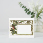 Hübsch Vintage Christmas Holly Border Postkarte (Stehend Vorderseite)
