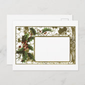 Hübsch Vintage Christmas Holly Border Postkarte (Vorne/Hinten)
