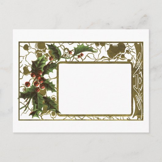 Hübsch Vintage Christmas Holly Border Postkarte (Vorderseite)