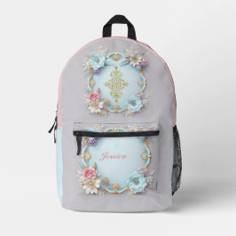 Hübsch Vintage florale Mit Monogramm Bedruckter Rucksack