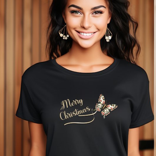 Hübsch Vintage Weihnachtsbutterfly Tri-Blend Shirt