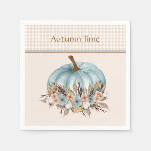 Hübsch Vintager blauer Herbst Karierter Blumenpump Serviette