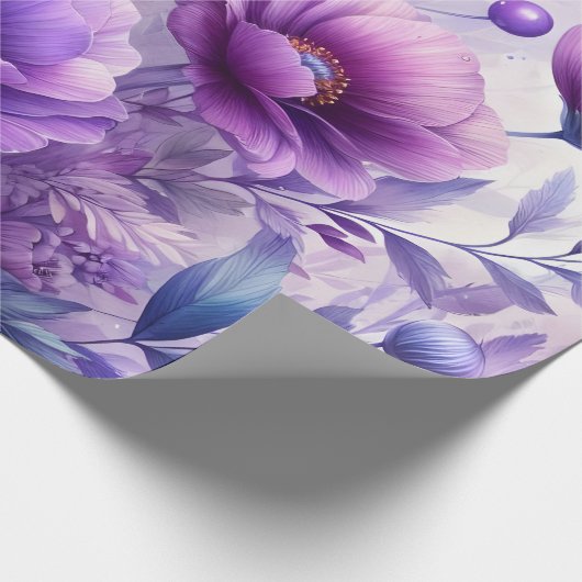 Hübsch-violette Blumen Geschenkpapier (Ecke)