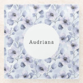 Hübsch-violette Blumen Glasuntersetzer (Vorderseite)