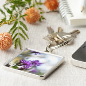 Hübsch-violette Blumen Original-Gartenfotografie Schlüsselanhänger (Seite)