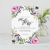 Hübsch-violette Blumen Save the Date (Stehend Vorderseite)