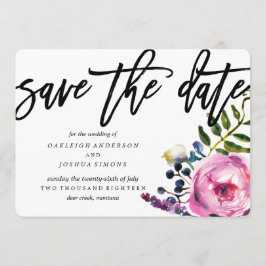 Hübsch-violette Blumen Save the Date Skript