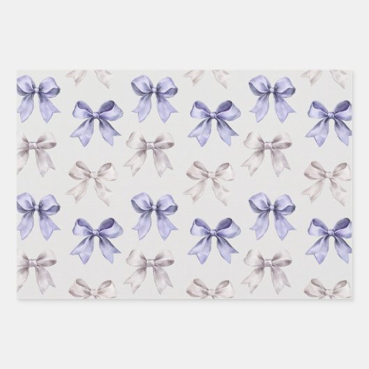 Hübsch-violette Blumen und Bogen Geschenkpapier Set (Vorderseite 3)