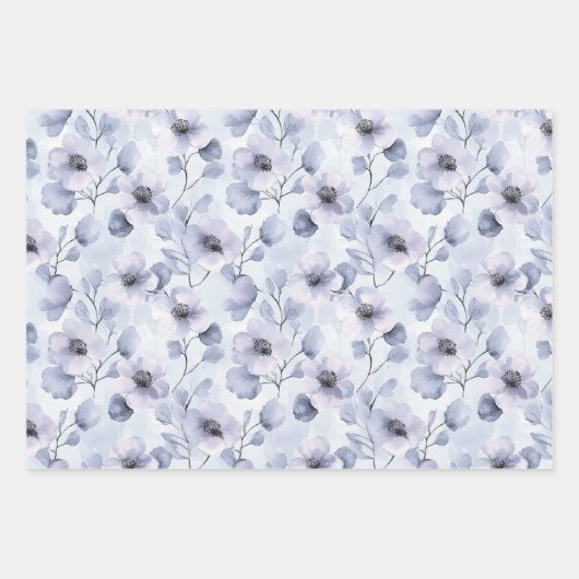 Hübsch-violette Blumen und Bogen Geschenkpapier Set (Vorderseite)