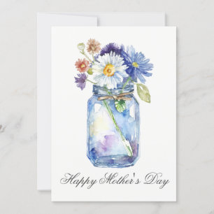 Hübsch Watercolor Florals Jar Mothers Day Card Karte