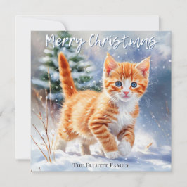 Hübsch Watercolor Ginger Kitten Schnee Weihnachten