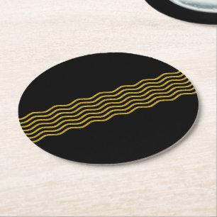 Hübsch Waves gold + Ihr Backgr, Text & Ideen Runder Pappuntersetzer
