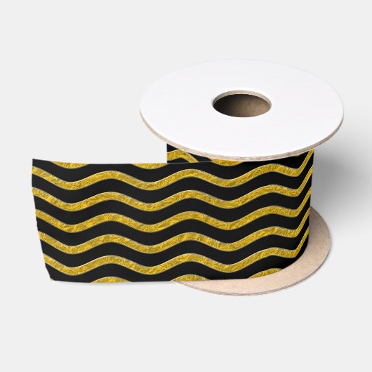Hübsch Waves gold + Ihr Backgr, Text & Ideen Satinband (Spule)