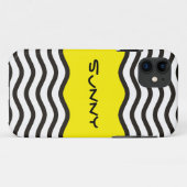Hübsch Waves Schwarz-weiß + Ihr Backgr. & Text Case-Mate iPhone Hülle (Rückseite (Horizontal))
