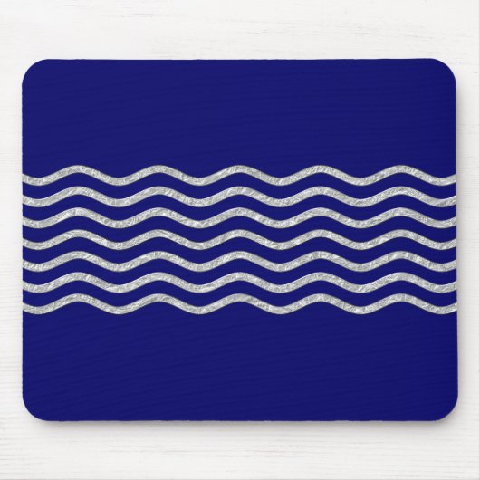 Hübsch Waves silver + Ihr Backgr, Text & Ideen Mousepad (Vorne)