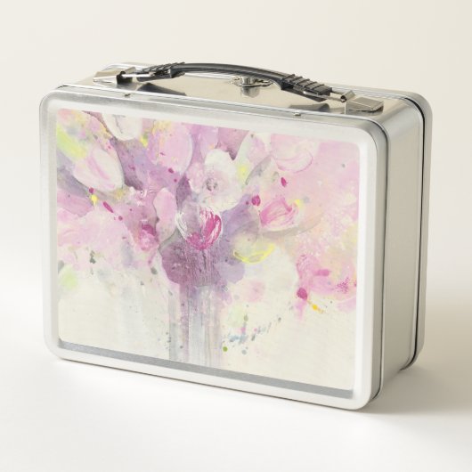 Hübsch weichen rosa dem Blumenstrauß in des Metall Brotdose (Rückseite)