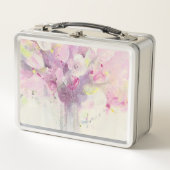 Hübsch weichen rosa dem Blumenstrauß in des Metall Brotdose (Vorderseite)