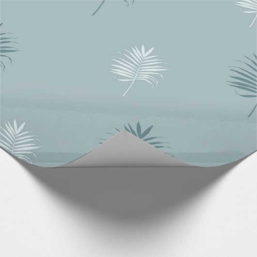 Hübsch Weiß und Blau und Blätter Geschenkpapier (Ecke)