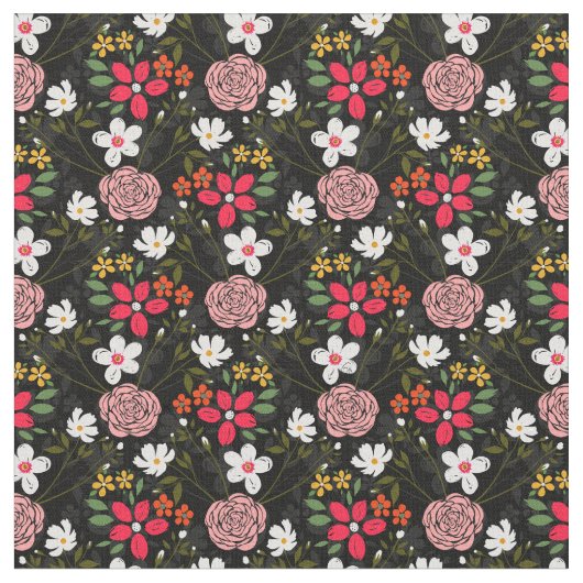 Hübsch-Weißrosa Bläserschwarze Pinselstriche Stoff (Nahaufnahme)