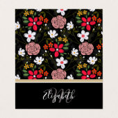 Hübsch-Weißrosa Bläserschwarze Pinselstriche Visitenkarten (Außenseite Aufgefaltet)