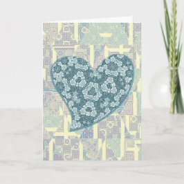 Hübsch Whimsical Blue Heart Abstrakter Art Karte