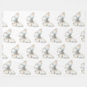 Hübsch-White-Butterfly Fleecedecke (Vorderseite (Horizontal))