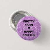 "HÜBSCH YARN = GLÜCKLICHER KNITTER" BUTTON (Vorne & Hinten)