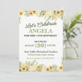 Hübsch Yellow Daisy Geburtstagsparty Einladung (Stehend Vorderseite)