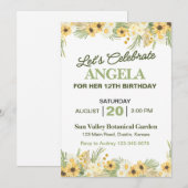 Hübsch Yellow Daisy Geburtstagsparty Einladung (Vorne/Hinten)