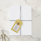 Hübsch Yellow Gingham, 3 Glitzer Balloons Geburtst Geschenkanhänger (Mit Garn)
