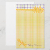 Hübsch Yellow Gingham Custom Stationery Briefpapier (Vorne/Hinten)