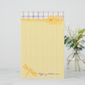 Hübsch Yellow Gingham Custom Stationery Briefpapier (Stehend Vorderseite)