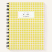 Hübsch Yellow Gingham Karierter Personalisierter E Notizblock (Vorderseite)