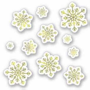 Hübsch Yellow Gold Weihnachten Winterschneeflocke Aufkleber