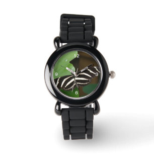 Hübsch Zebra Longwing Butterfly Glitzern Watch Armbanduhr