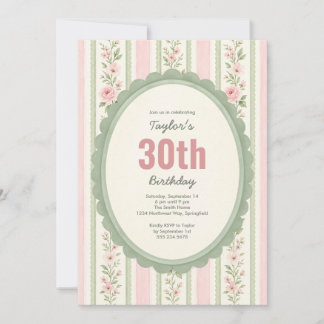 Hübsche 30. Geburtstagsfeier Vintage-Blumenmuster Einladung