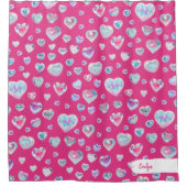 Hübsche 3D-Funkelnd Kristall-Edelstein-herzen auf Duschvorhang (Vorderseite)