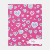 Hübsche 3D-Funkelnd Kristall-Edelstein-herzen auf Fleecedecke (Vorderseite)