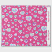 Hübsche 3D-Funkelnd Kristall-Edelstein-herzen auf  Geschenkpapier (Flach)