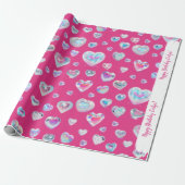 Hübsche 3D-Funkelnd Kristall-Edelstein-herzen auf  Geschenkpapier (Ungerollt)