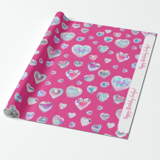 Hübsche 3D-Funkelnd Kristall-Edelstein-herzen auf Geschenkpapier (Ungerollt)