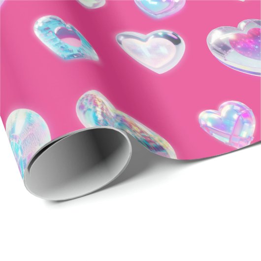 Hübsche 3D-Funkelnd Kristall-Edelstein-herzen auf Geschenkpapier (Rolleneckpunkt)