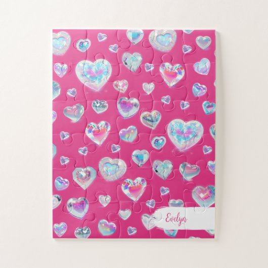 Hübsche 3D-Funkelnd Kristall-Edelstein-herzen auf Puzzle (Vertikal)